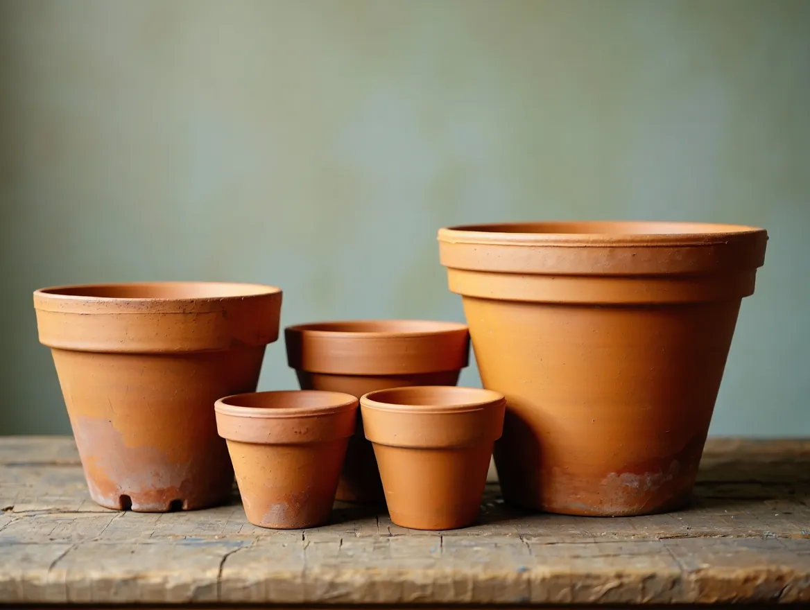 Terracotta plant pots set