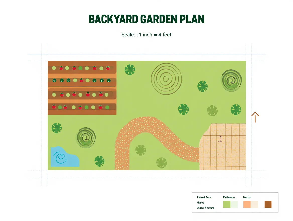 Garden layout planning illustration