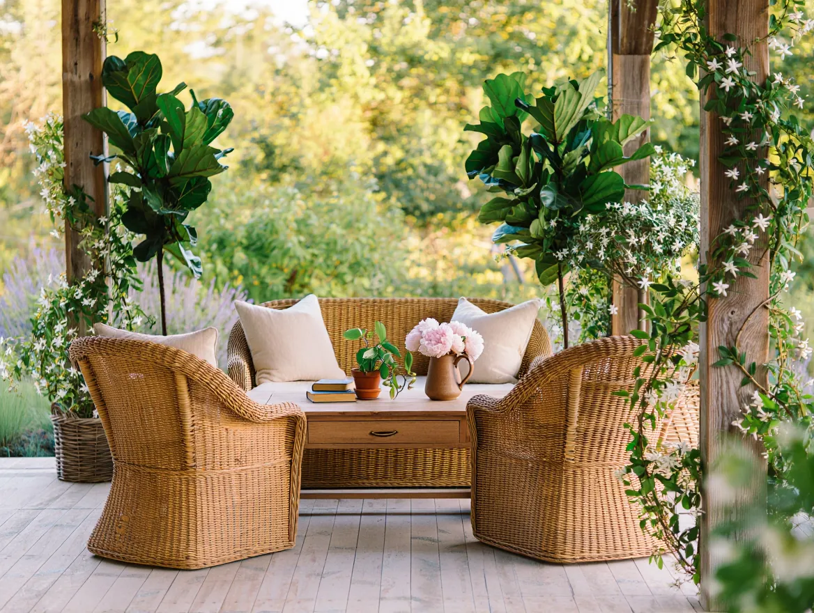 Beautiful veranda setup with natural elements